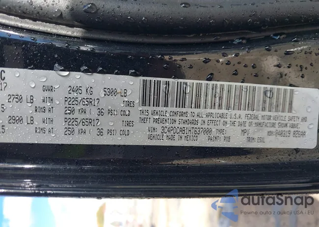 3C4PDCAB1HT637000: 43637144