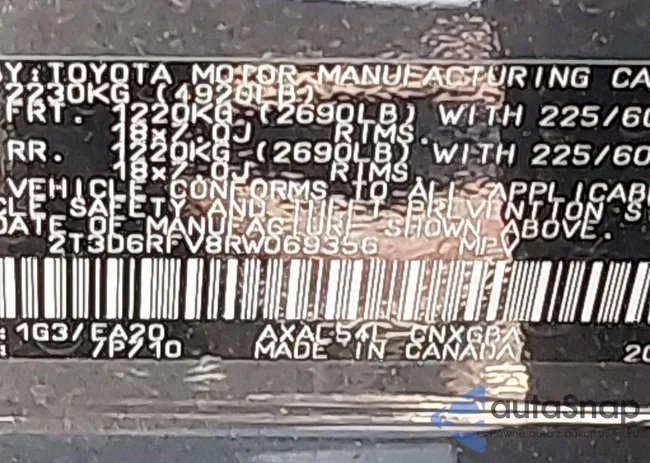 2T3D6RFV8RW069356: 43637251