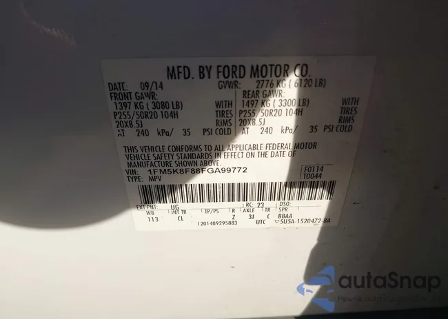 1FM5K8F88FGA99772: 43638526