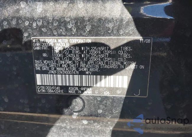 JTMZF33V39D007478: 43638848