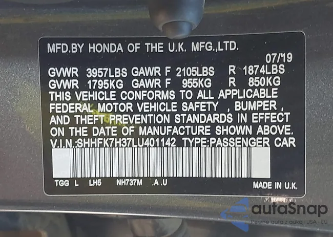 SHHFK7H37LU401142: 43637908