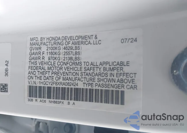 1HGCY2F8XRA082424: 43639267