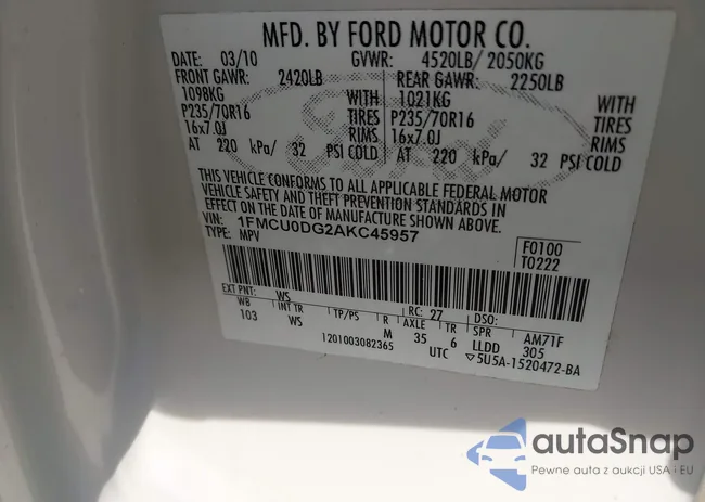 1FMCU0DG2AKC45957: 43639322