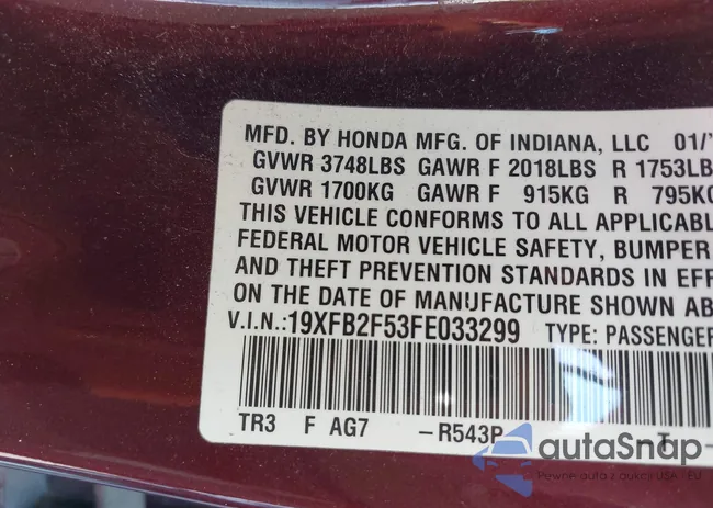 19XFB2F53FE033299: 43639223