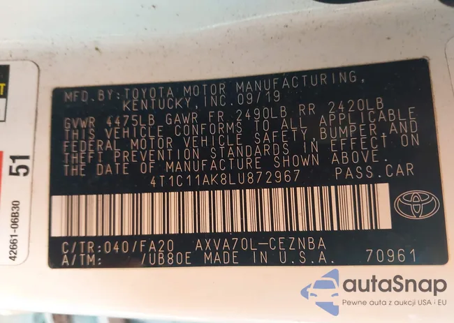 4T1C11AK8LU872967: 43639228