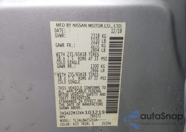 5N1AZ2MJ2KN103219: 43640340