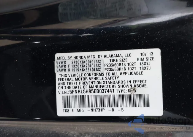 5FNRL5H95EB037441: 43640747