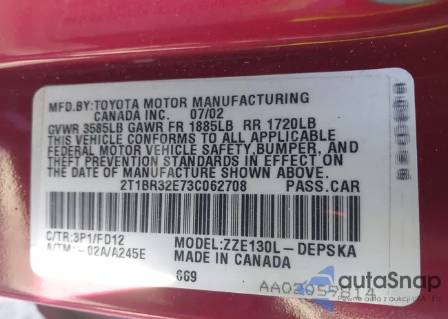 2T1BR32E73C062708: 43640794