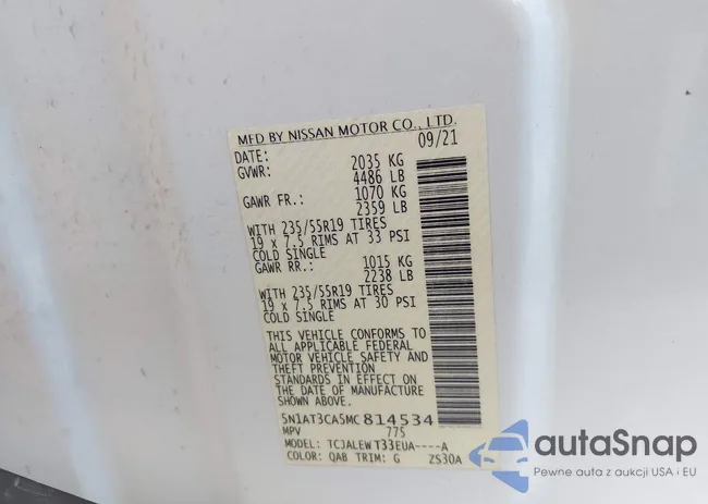 5N1AT3CA5MC814534: 43639994