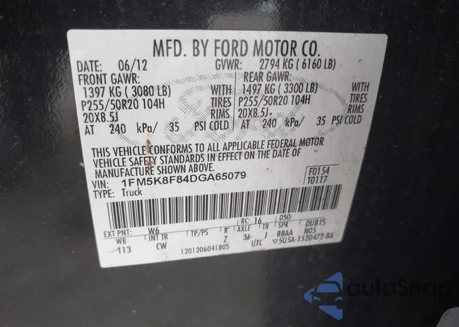 1FM5K8F84DGA65079: 43640174