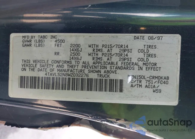 4TAVL52N8WZ032276: 43640234