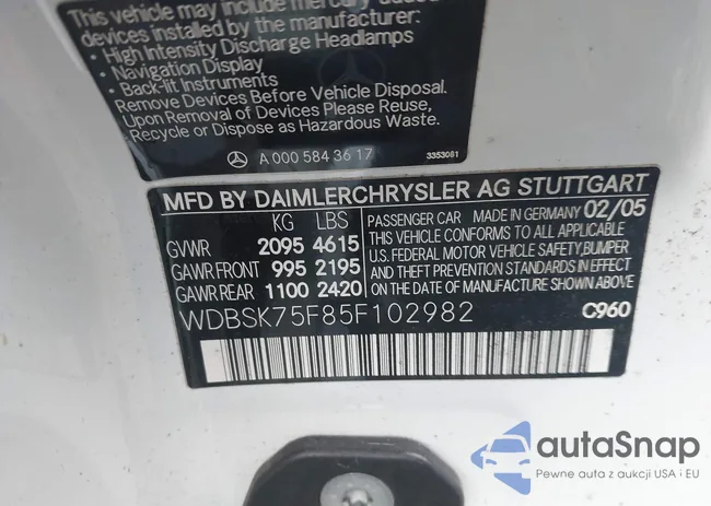 WDBSK75F85F102982: 43640257