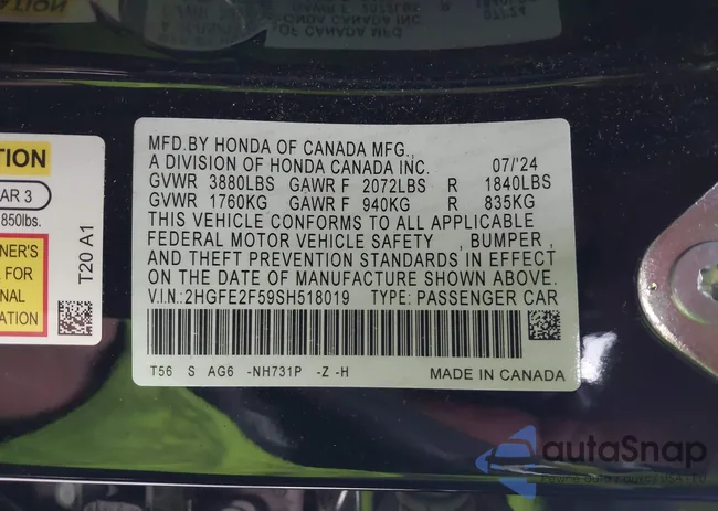 2HGFE2F59SH518019: 43641335