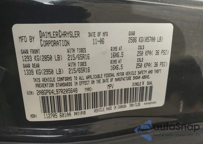 2A8GP64L97R205648: 43641366