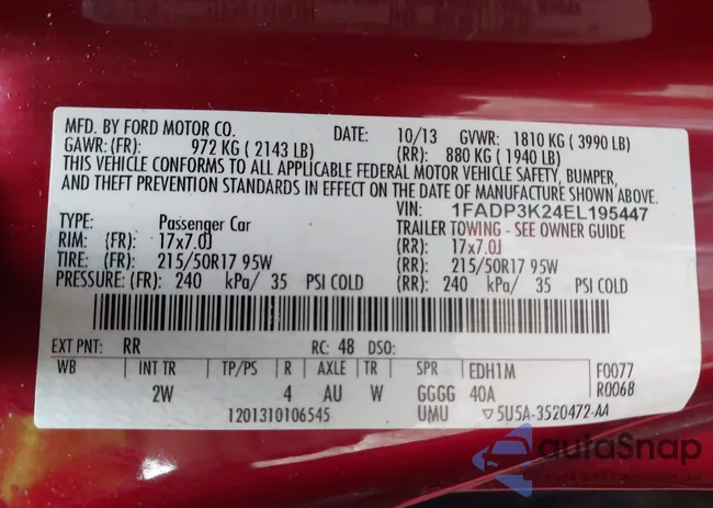 1FADP3K24EL195447: 43641396