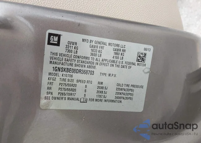 1GNSKBE08DR368703: 43641504