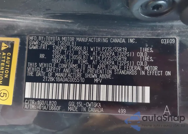 2T2BK1BA0AC005510: 43641724