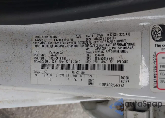 3FADP4EJ9FM105346: 43641838