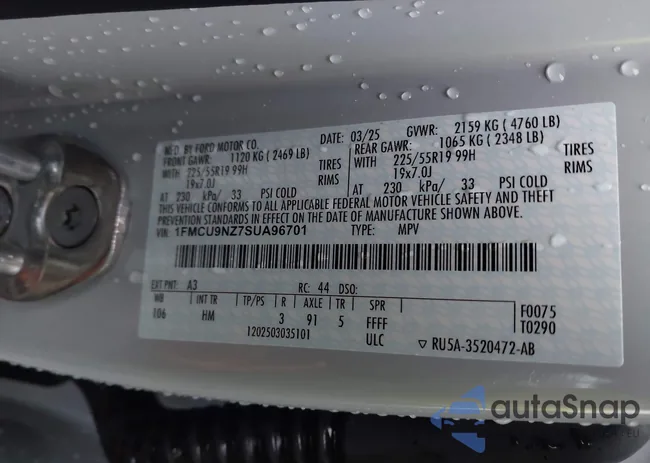 1FMCU9NZ7SUA96701: 43641849