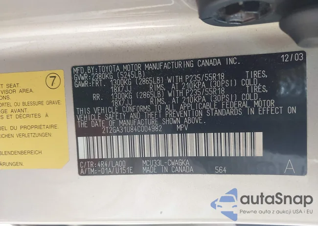 2T2GA31U84C004982: 43641246