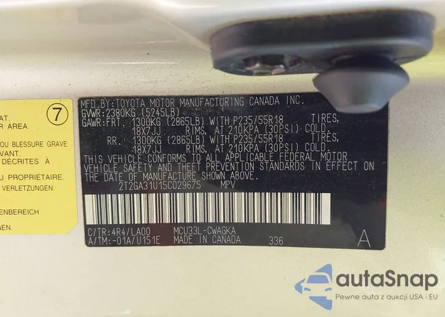 2T2GA31U15C029675: 43642310