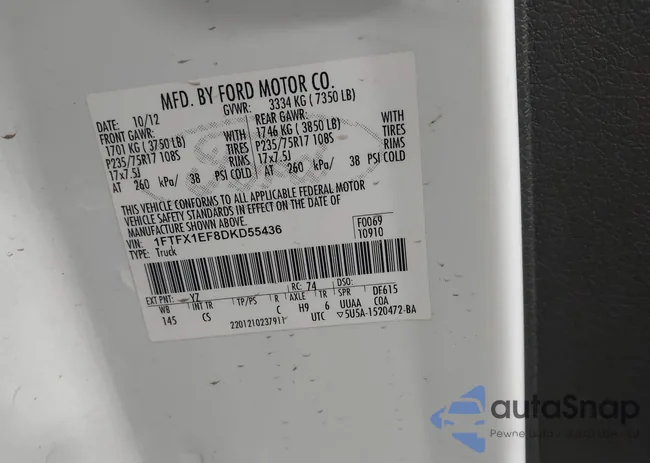 1FTFX1EF8DKD55436: 43642388