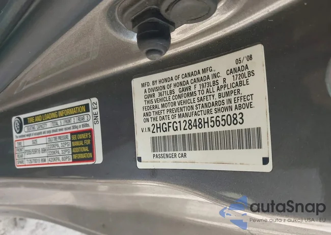 2HGFG12848H565083: 43642527