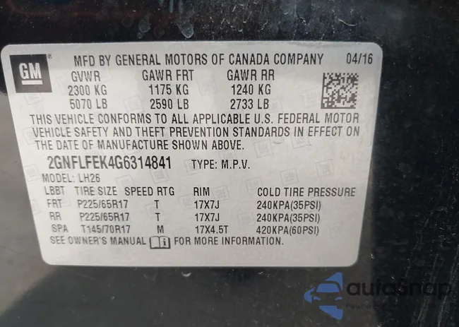 2GNFLFEK4G6314841: 43642623