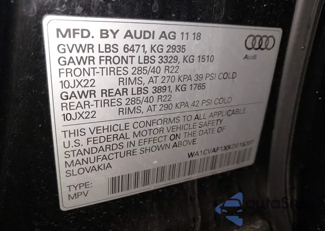 WA1CVAF1XKD015387: 43642665