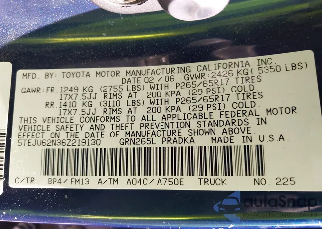 5TEJU62N36Z219130: 43642670