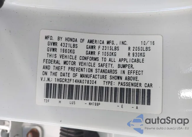 1HGCR2F14HA078304: 43641869