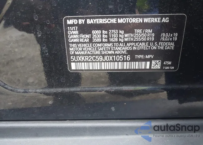 5UXKR2C59J0X10516: 43641907