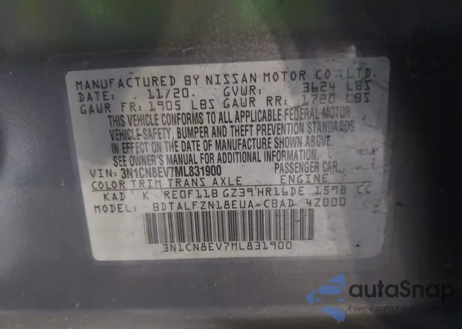 3N1CN8EV7ML831900: 43642121