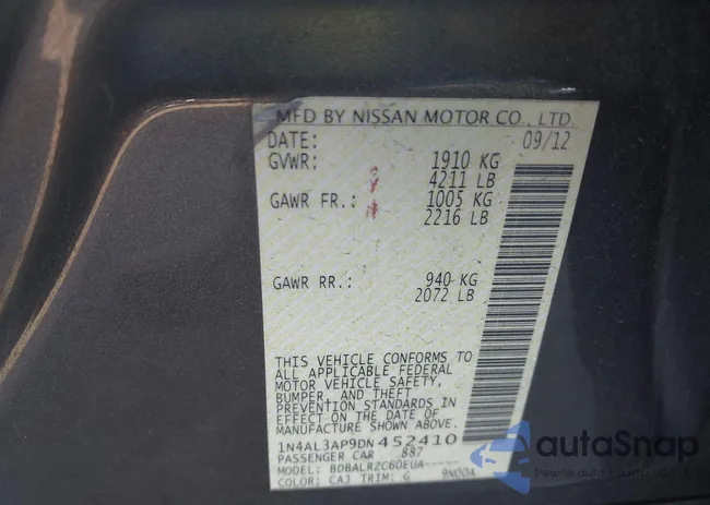 1N4AL3AP9DN452410: 43643235