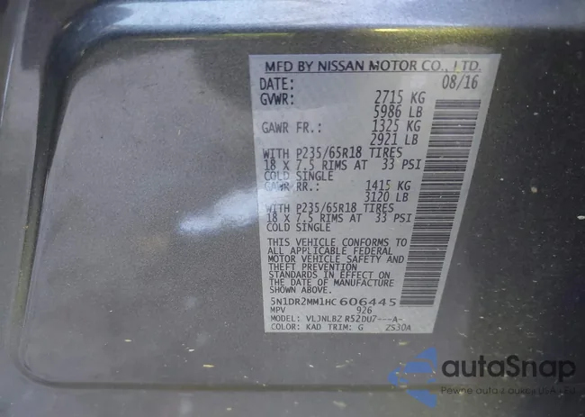 5N1DR2MM1HC606445: 43643289