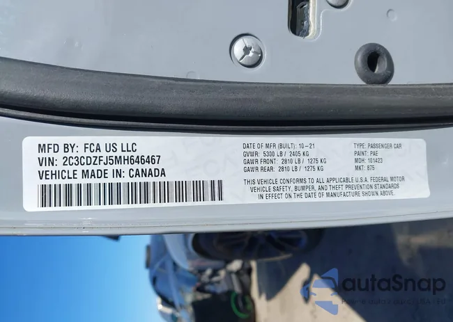 2C3CDZFJ5MH646467: 43643415