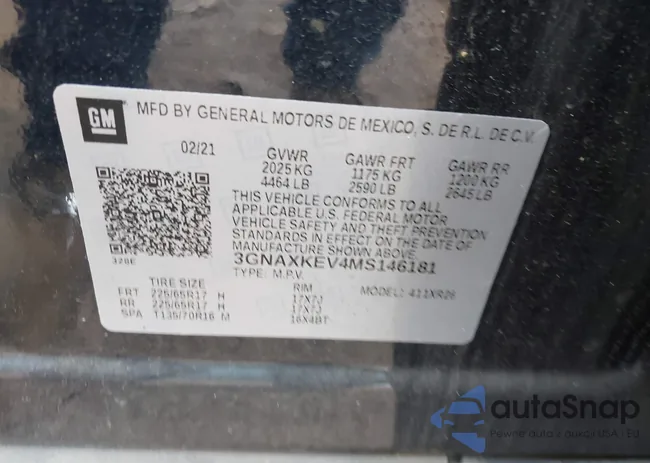 3GNAXKEV4MS146181: 43643442