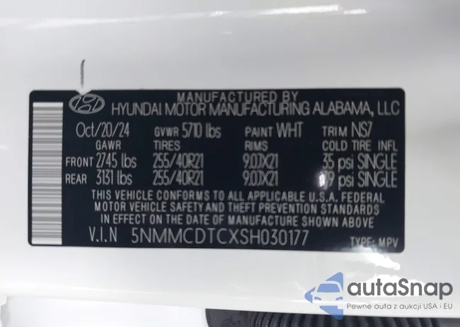 5NMMCDTCXSH030177: 43643565