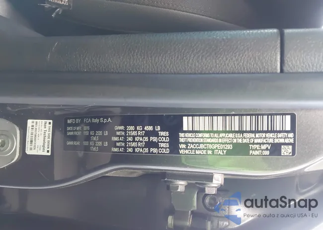 ZACCJBCT6GPE01293: 43643602