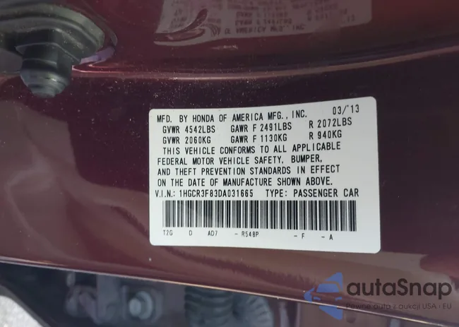 1HGCR3F83DA031665: 43643615