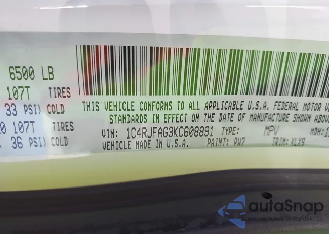 1C4RJFAG3KC608891: 43643630