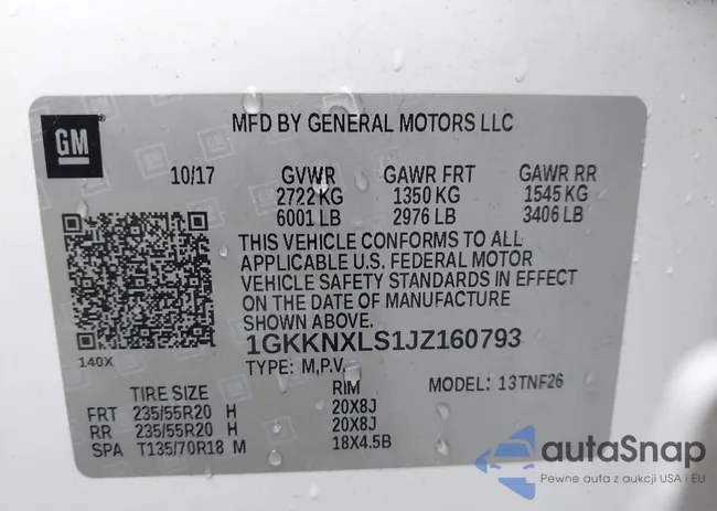 1GKKNXLS1JZ160793: 43643686