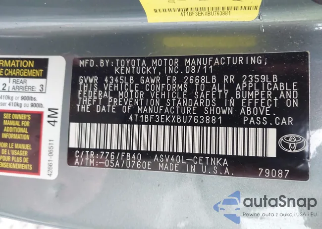 4T1BF3EKXBU763881: 43643694