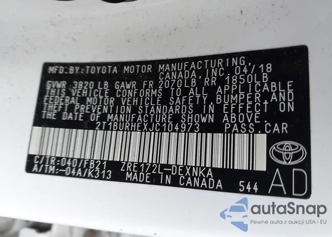 2T1BURHEXJC104973: 43642809