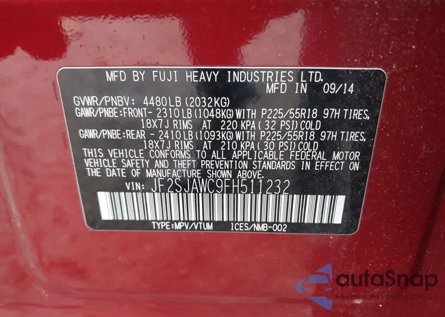 JF2SJAWC9FH511232: 43642892