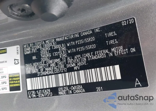 2T2HGMDA6LC051212: 43642926