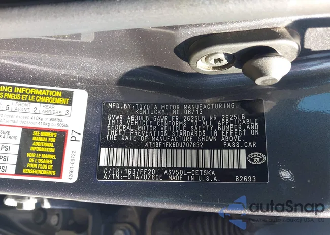 4T1BF1FK6DU707832: 43643050