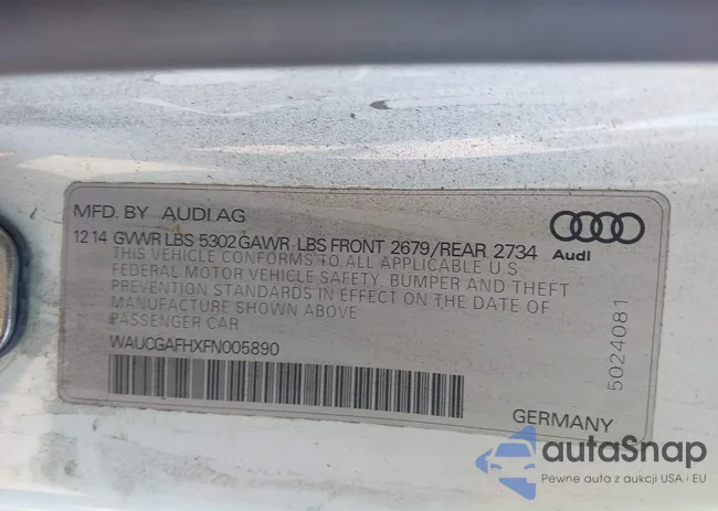 WAUCGAFHXFN005890: 43643069