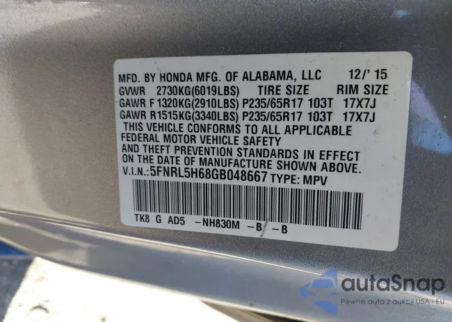 5FNRL5H68GB048667: 43643148