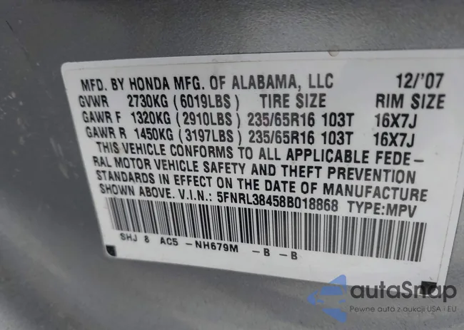 5FNRL38458B018868: 43644315